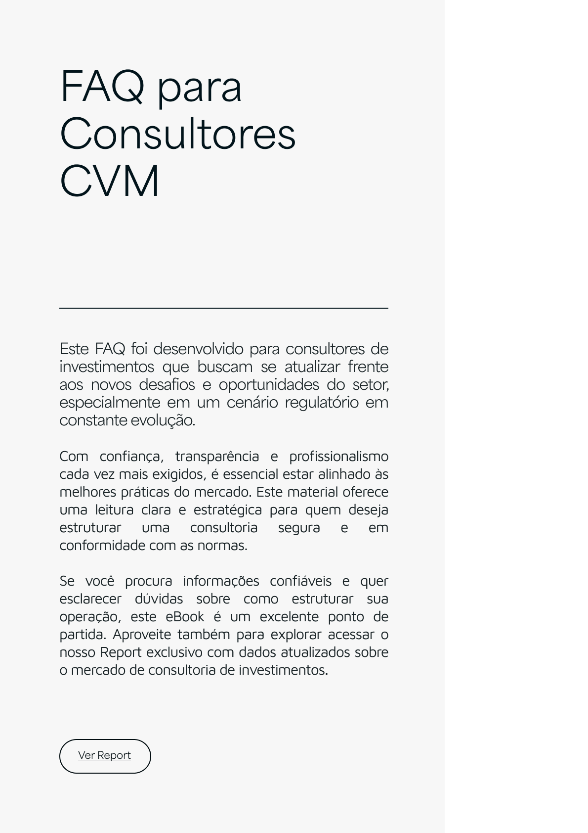 Página do material FAQ para Consultores de Investimentos