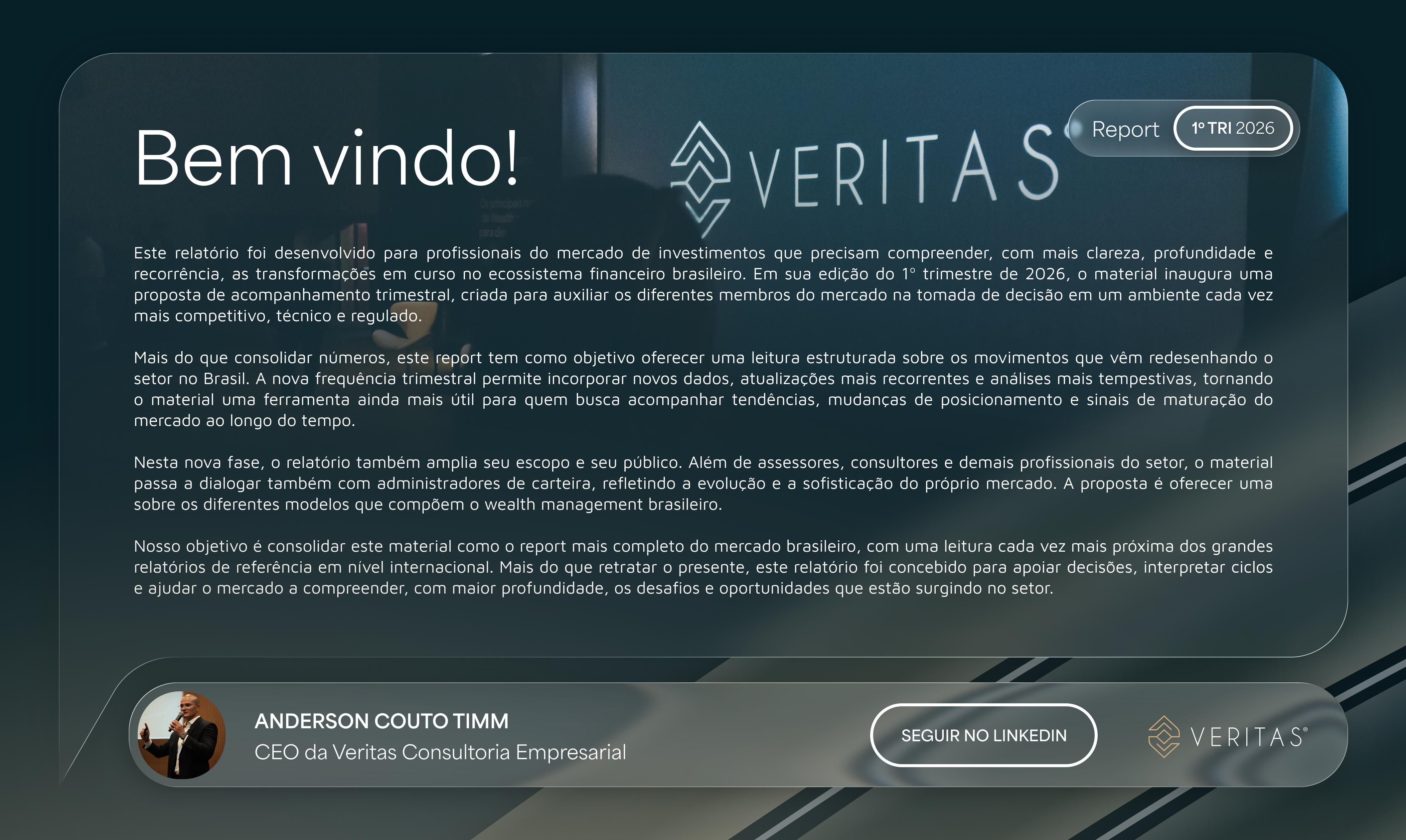 Página do material Report Trimestral Mercado Financeiro — 1º Trimestre 2026