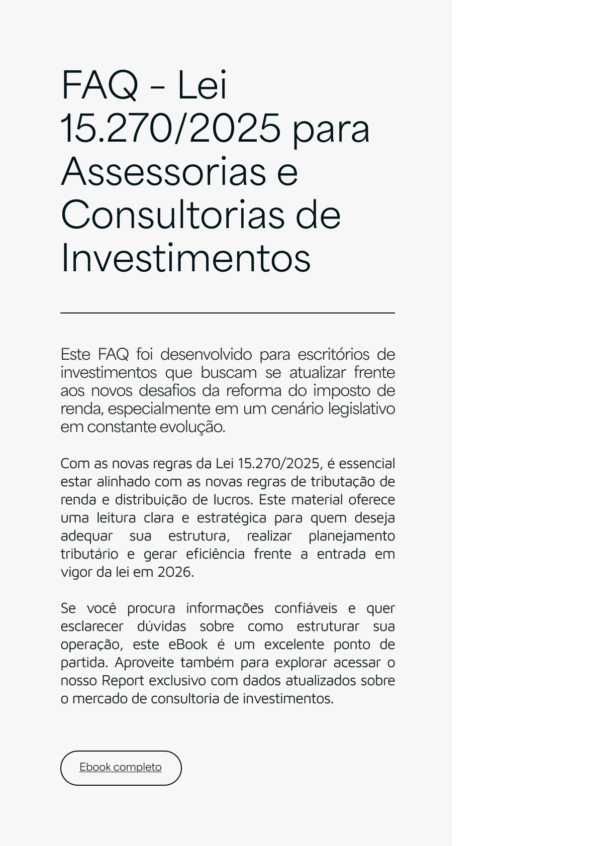 Página do material FAQ: A Reforma do Imposto de Renda e o impacto no mercado de investimentos